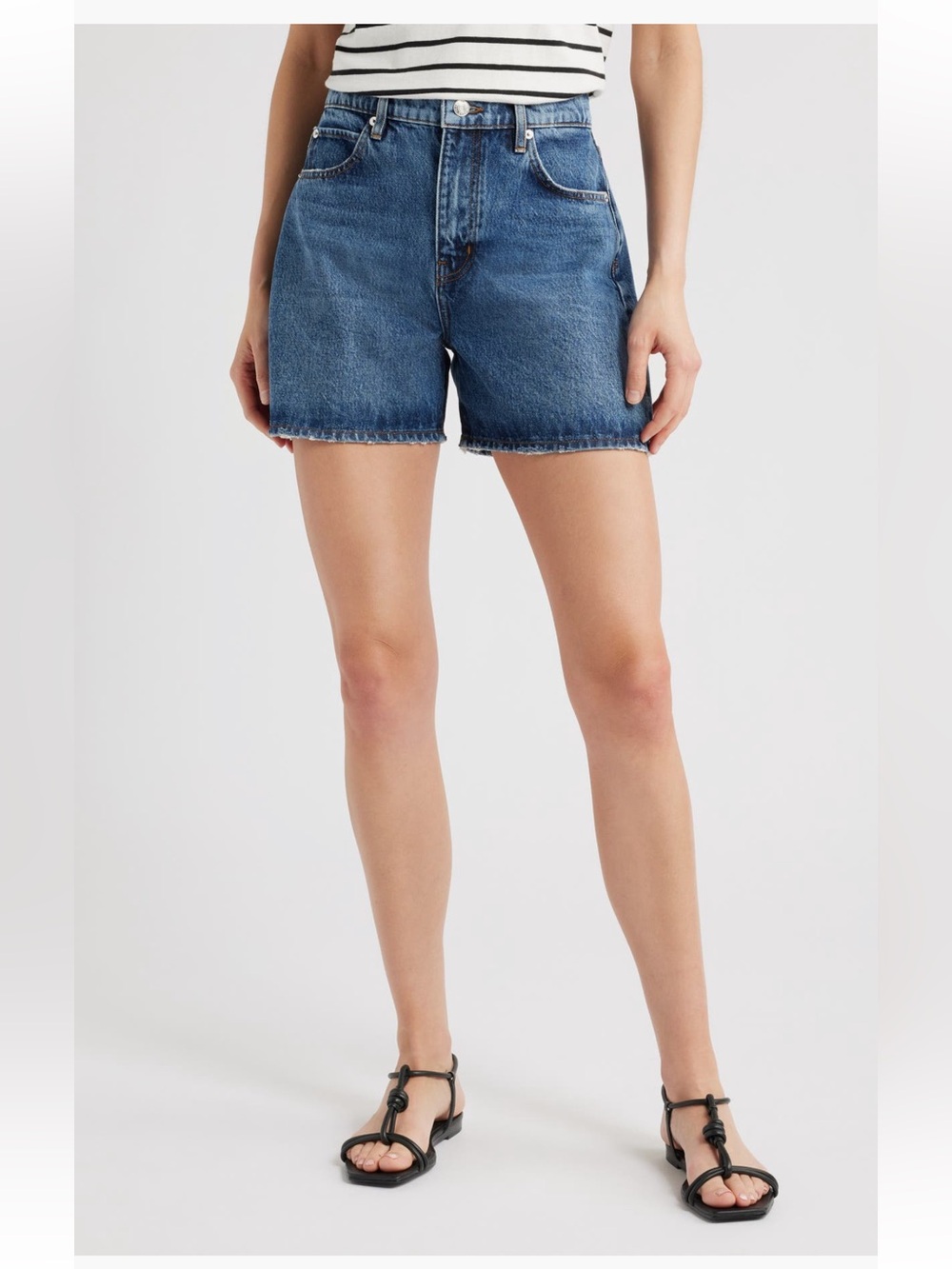 Frame Denim Medium Blue High-Waist Cutoff Shorts
